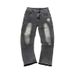 Men's Distressed Fringe Hem Jeans – Vintage Washed Denim With Star & Heart Embellishments (Straight Leg, 4 Sizes)_mkmklike.com