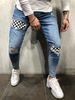 Men's Skinny Ripped Penny Pants Men's Badge Slim Fit Jeans_mkmklike.com