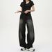 Men's Clothing New Korean Version Of Cat Whisker Old White Wide Leg Curved Knife Versatile Washed Jeans_mkmklike.com