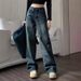 Women’s Classic High-Waisted Flared Jeans – Vintage Blue Wash, Comfortable Cotton Blend, Office & Casual Styling (Sizes 25-32)_mkmklike.com