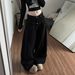 Women's Distressed Double-Waistband Jeans – 90s Baggy Straight-Leg Pants With Leopard Print & Graffiti Lettering_mkmklike.com