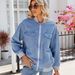 K New Women's Baseball Jacket With Zipper Denim Jacket_mkmklike.com