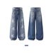 Old Paint Graffiti Five-pointed Star Straight Loose Jeans Men's 2025 Summer New Trendy Versatile Long Pants_mkmklike.com