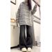 Black And Gray Non-tight Jeans Women, New Plus-size High-waisted, Hip-covering, Drapey, Slightly Flared Wide-leg Pants_mkmklike.com