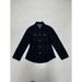 Vintage Washed Denim Shirt Jacket, Split-Panel Design With Waist-Defining Fit, Long Sleeve Casual Top For Women (Dark Blue)_mkmklike.com