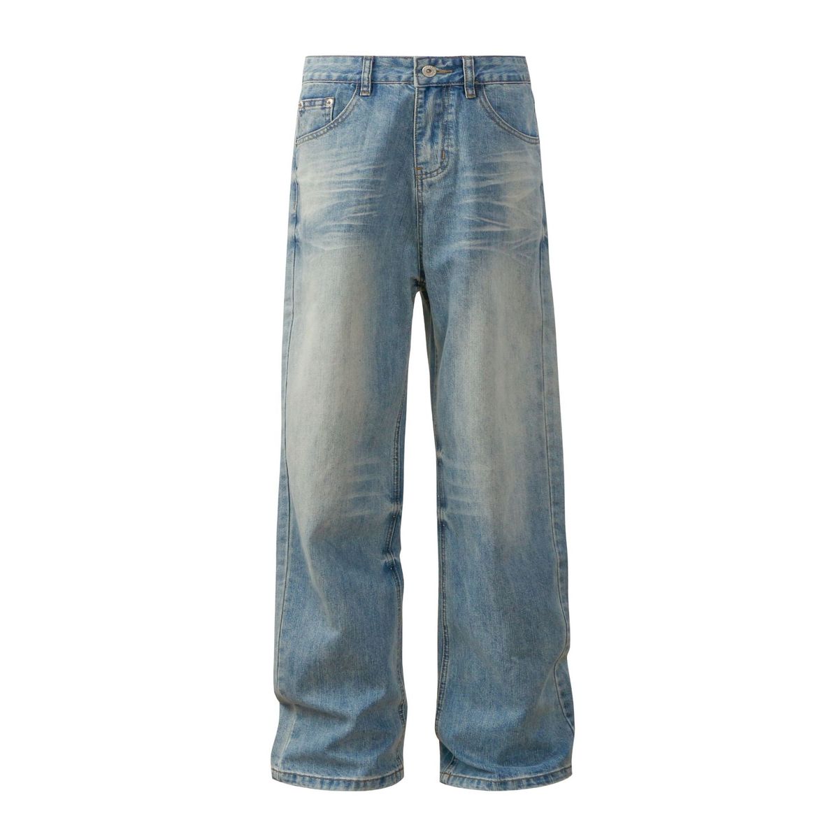 Men's Clothing 2025 Autumn And Winter New Hong Kong Style Simple Light Color Street Trend Straight Through Washed Retro Neutral Denim Pants_mkmklike.com