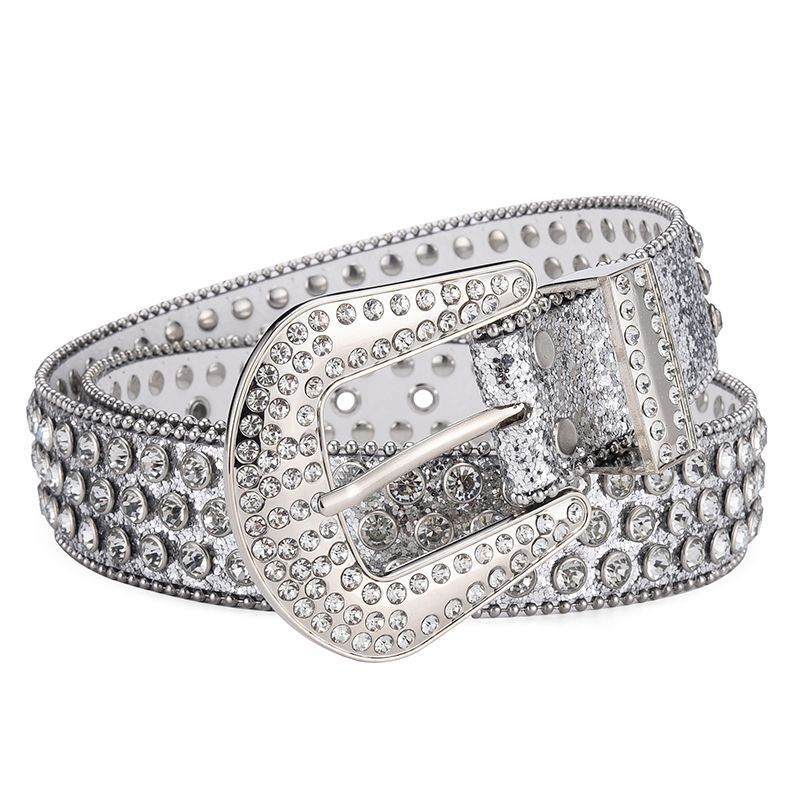 HOT Men's Jeans Rhinestone Large Size Women's Western Denim Shiny Rivet Design Leather HipHop Punk Rock Y2K Style Belt_mkmklike.com