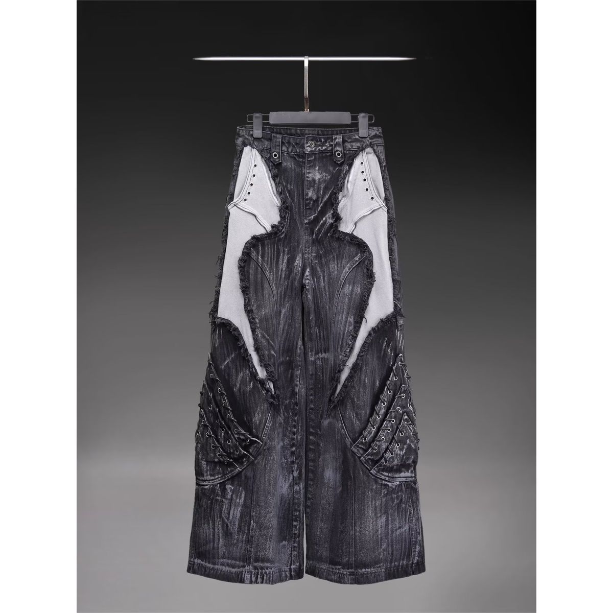 Wasteland Style Old Retro Ripped Jeans Women's Autumn American Design Sense Loose Drape Straight Wide-leg Pants_mkmklike.com