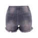 Women's High-Waisted Ripped Denim Shorts – Stretch Comfort, Distressed Style & Trendy Frayed Hem_mkmklike.com