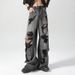 "Men's Distressed Black Wide-Leg Jeans – Summer Casual, High-End Grunge Style (S-XXXL)"_mkmklike.com