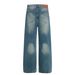 Men's Loose Straight Jeans High Street Style High End Washed Blue Rivet And Metal Design Unisex_mkmklike.com