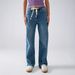 Women's Straight Leg Denim Pants European American Style Lace Up High Waist Trousers Fashionable Casual Fit_mkmklike.com