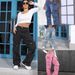 Women's Clothing Relaxed Fit - Streetwear Denim Pants With Multiple Pockets, Stretch Comfort, Washed Finish (Black, Dark Blue, Light Blue, Pink)_mkmklike.com