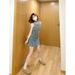 ELLE Summer Sleeveless Elegant New Slimming Retro Petite Denim Embroidered Dress Vest Waist-Cinching Short Skirt_mkmklike.com