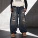Men's Clothing Distressed Graffiti Jeans – Vintage Washed Blue Denim Pants With Hand-Painted Details & Fake Rips (Straight Cut, Low-Rise,S-3XL)_mkmklike.com