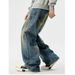 Retro High Street Loose Straight Jeans for Men mid Waist Trendy American Wide Leg Pants Spring Autumn New Collection_mkmklike.com