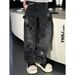 Men's Clothing Men's High Street Retro Cool Wide Leg Jeans Loose Straight Leg Five Pointed Star Patchwork Leather Long Pants Autumn Style_mkmklike.com
