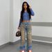 women's Clothing Washed And Distressed Retro Gradient High Waist Jeans Ripped Ink Straight Casual Trousers_mkmklike.com