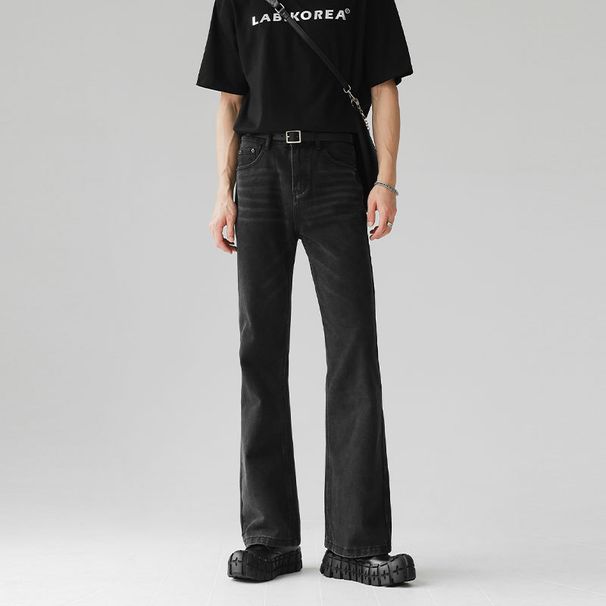 Men's Vintage Loose Fit Clean Fit Jeans – Flared Bootcut, High Street Staple, Slimming Straight-Leg With Slight Drag_mkmklike.com