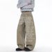 Men's Casual Khaki Jeans With Letter Print – Relaxed Straight Fit, Distressed Hem, Trendy Fall Fashion_mkmklike.com