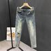 Men's Distressed Slim-Fit Jeans – Stretch Denim Cropped Pants With Ripped Details For Casual & Streetwear (Blue, Sizes 28-36)_mkmklike.com