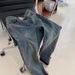 Vintage Fleece-Lined Thickened Straight-Leg Jeans For Women 2025 Winter New High-Waisted Slimming Loose Plus Size_mkmklike.com