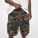 Men's Trendy Camouflage Shorts High Street Washed Raw Edge Distressed Double Layer Retro Workwear Pocket Details Summer Fashion_mkmklike.com