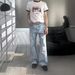 Summer Trendy High Street Retro Ripped Slim Fit Flared Jeans For Men Versatile Flow Style New_mkmklike.com