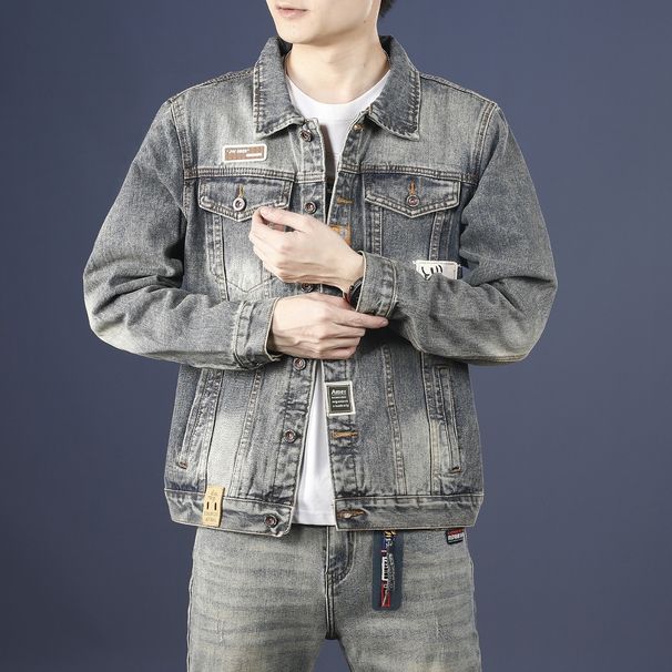 Pulse Pulse 2025 Autumn Retro Trendy Brand Men's Denim Jacket Loose Fashion Trend Casual European And American Style Handsome Outfit_mkmklike.com