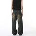 Men's Clothing Straight Leg Versatile Distressed Elastic Waist Vibe Style Washed Jeans_mkmklike.com
