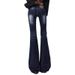 Low-Rise Flared Jeans For Women – Vintage Washed Denim, Bootcut Stretch Pants With Distressed Details, Y2K Retro Style (XS-2XL)_mkmklike.com
