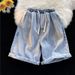 Men's Summer Elastic Waist Jeans Shorts Trendy Loose Casual Handsome Five Points_mkmklike.com