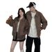American Retro PU Leather Men, Loose Fit, High Street Style, Melard Collar, Baseball Jacket, Couple's Jacket For Spring_mkmklike.com