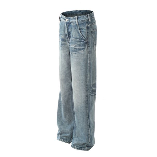 Men's Straight Leg Jeans Loose Fit Retro Niche Design Cool Street Style Trendy Couple Pants_mkmklike.com