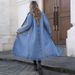 K Women's Fashionable Denim Long Coat;_mkmklike.com
