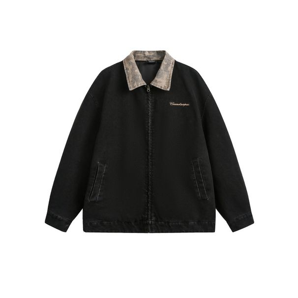 Yi Dao 2025 Spring New Style Vintage Collar Denim Jacket For Men With Embroidered Design At The Back_mkmklike.com