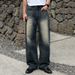 Vintage Washed Blue Straight Leg Jeans For Men – Korean Style Denim Pants For Summer_mkmklike.com