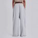 Women's Trendy Casual Wide Leg Pants Ripped Details Street Style Hip Hop Design Loose Sweatpants_mkmklike.com