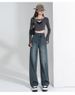 Retro Straight-leg Jeans For Women, New Versatile High-waisted Slim-fit College Style Petite Drapey Wide-leg_mkmklike.com