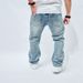 New Casual Jeans Men's American Trend Loose Fitting High Street Wide Leg Pants Selfie_mkmklike.com