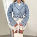 Women's Clothing Denim Shirt Jacket With Polo Collar - Oversized Long Sleeve Streetwear Coat For Casual Chic Style_mkmklike.com