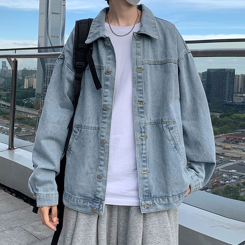 BOY Spring And Autumn Hong Kong Style Loose Retro Denim Men's Ins Korean Version Student Cool Trendy Brand Shirt Fashionable_mkmklike.com