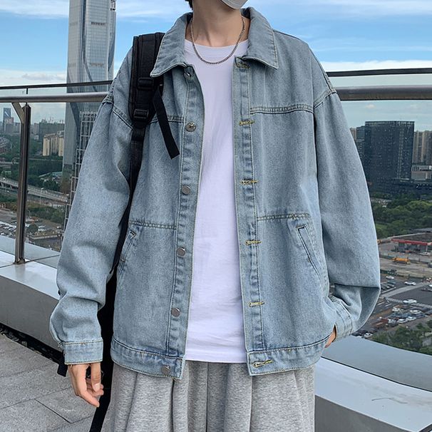 BOY Spring And Autumn Hong Kong Style Loose Retro Denim Men's Ins Korean Version Student Cool Trendy Brand Shirt Fashionable_mkmklike.com