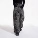 Oversized Streetwear Jeans – Y2k Low-Rise Baggy Cargo Pants With Multi-Pockets & Distressed Wash (M-4xl) – Unisex Grunge Aesthetic In Dark Grey_mkmklike.com