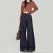 Women's High Waist Wide Leg Jeans - Deep Blue Stretch-Free Denim Pants, Flowy Straight-Leg & Floor-Length, Casual Korean-Japanese Style (S-3XL)_mkmklike.com