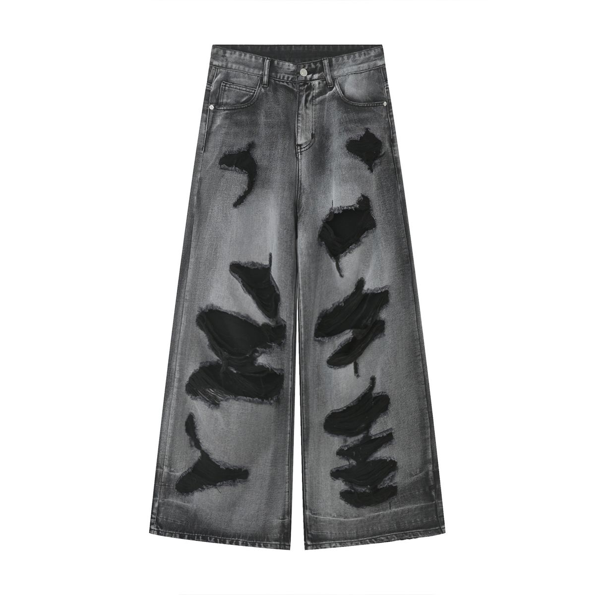 MTLCLOTHES Men's Clothing|Four Seasons New High Street Hip-Hop Distressed Beggar Style Wide-Leg Floor-Length Jeans_mkmklike.com