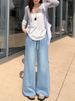 K New Jeans, Children's Casual Micro Flared Pants, Loose And Versatile, Casual Floor Length_mkmklike.com