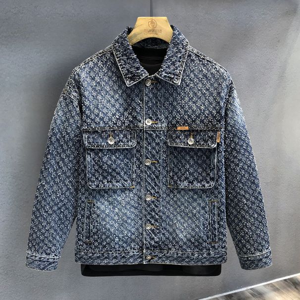 Men's Stylish High-Street Denim Jacket With Cat Paw Design - Vintage Retro Loose Fit Casual Coat For Youth_mkmklike.com