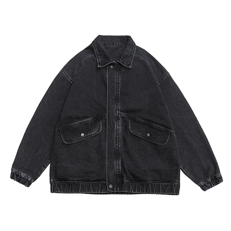 Shanggu Fashion Brand Blue Denim Coat For Men's Spring And Autumn Season New Loose Flip Collar Tops_mkmklike.com