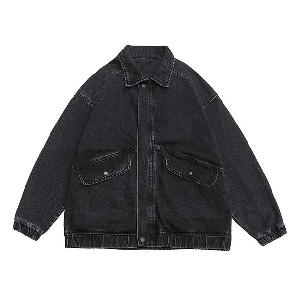 Shanggu Fashion Brand Blue Denim Coat For Men's Spring And Autumn Season New Loose Flip Collar Tops_mkmklike.com